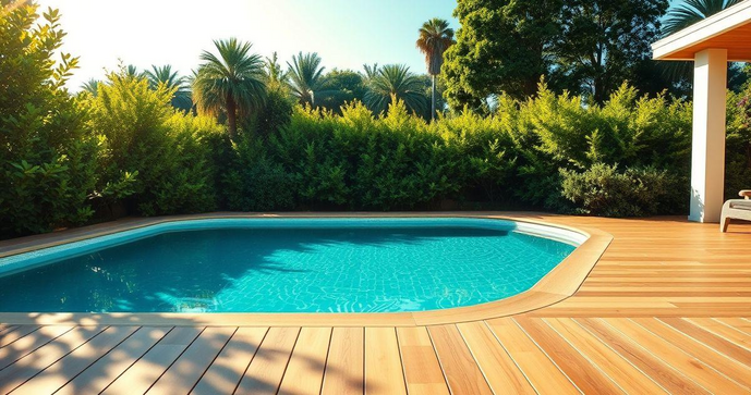 Deck para piscina de madeira plástica transforma seu espaço externo em um ambiente elegante e funcional Deck para piscina de madeira plástica transforma seu espaço externo em um ambiente elegante e funcional